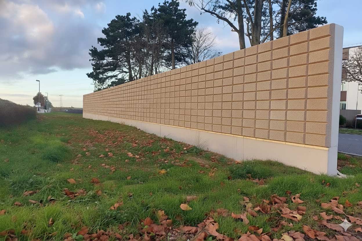 Lärmschutzwand an einer Klinik