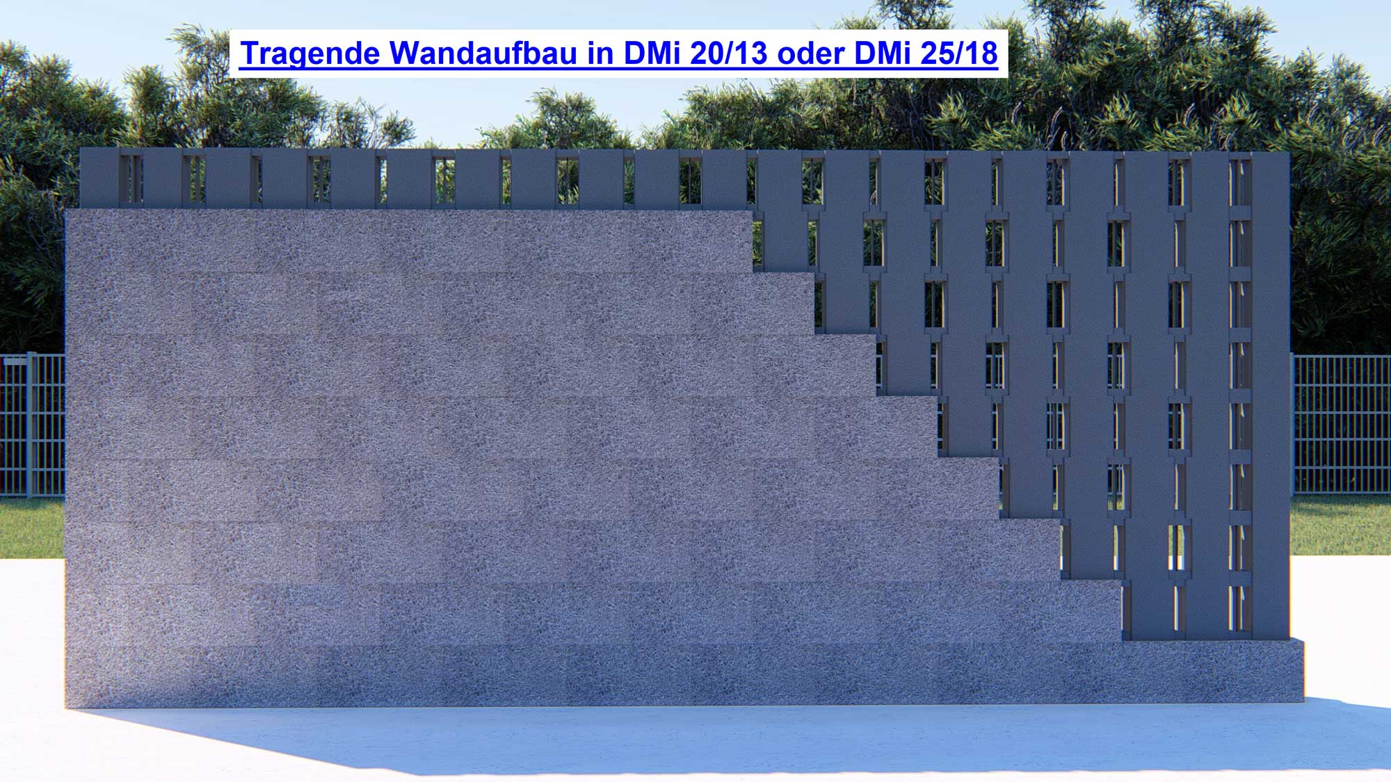 Tragendes Betongitter einer freistehenden Lärmschutzwand